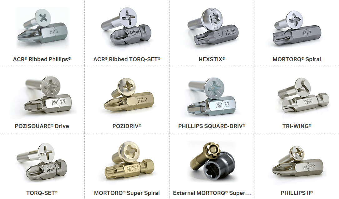 Шлицы винтов и саморезов Шлицы